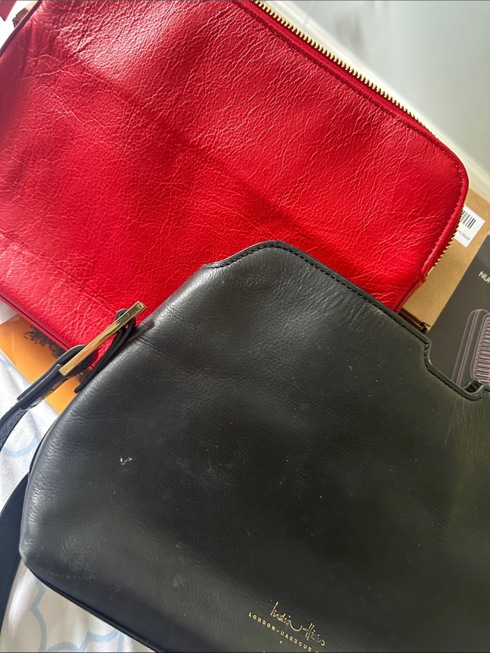 India Hicks Red and Black Crossbody Bag Set